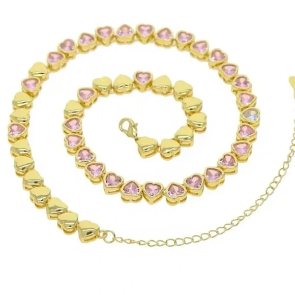 NWOT ICED HOT BLING PINK STONE NECKLACE - Picture 2 of 2